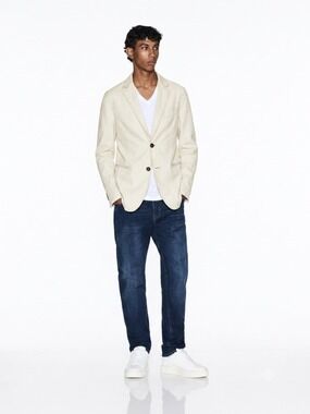 Armani Collezioni Summer Classic Cream Two-Button Blazer Jacket Size 38
